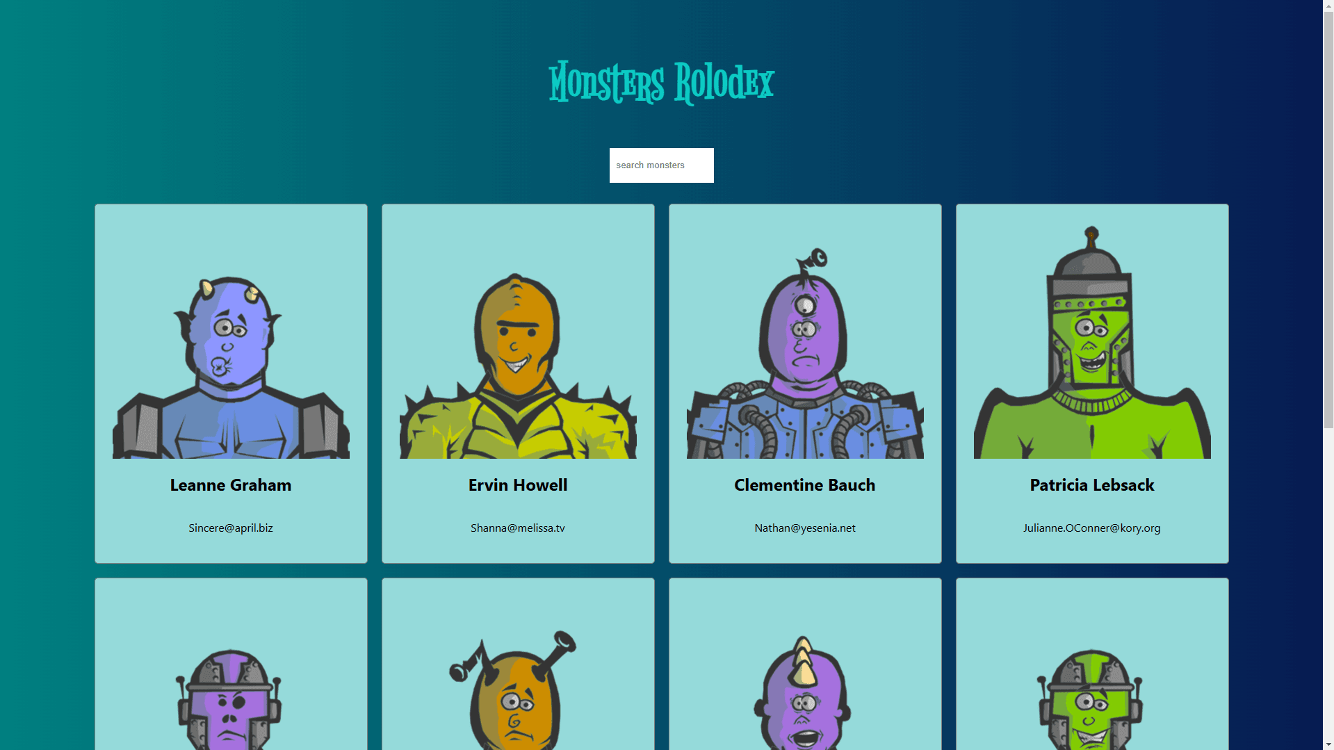 Monsters Rolodex